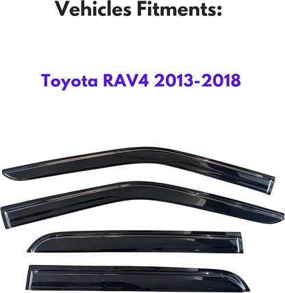KPY Window Visor Compatible with Toyota RAV4 2013-2018, 4PC Rain Guard Side Window Vent Deflectors Tape-On Mugen Style, 2013 2014 2015 2016 2017 2018