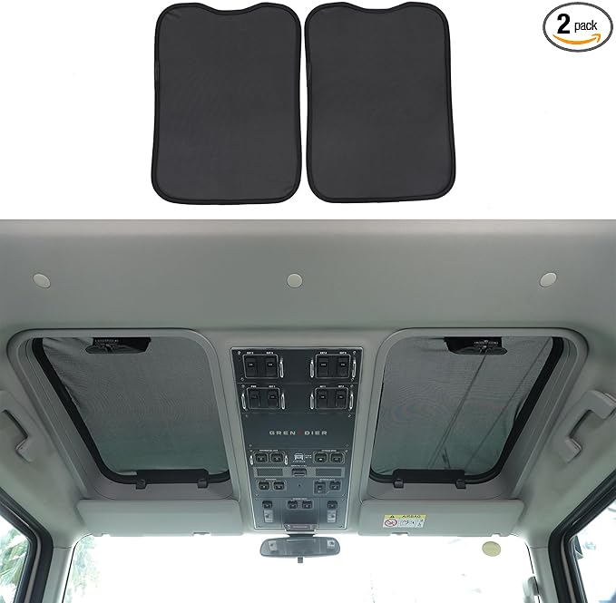 Compatible with INEOS Grenadier 2020-2024 Car Sunroof Sun Shade, Foldable Memory Steel Wire Car Sunroof Sun Shade Breathable Mesh Keep Cool