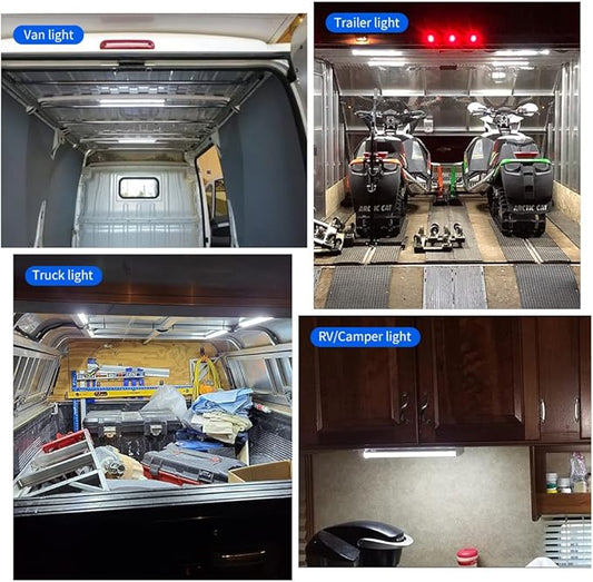 12V LED Interior Light Bar | 120LEDs 1800LM 8W DC 12 Volt led Strip Lights with ON/Off Switch RV Led Lights Interior for Camper Truck Van RV Trailer Cargo Lights Fixture Motorhome (4Pack)