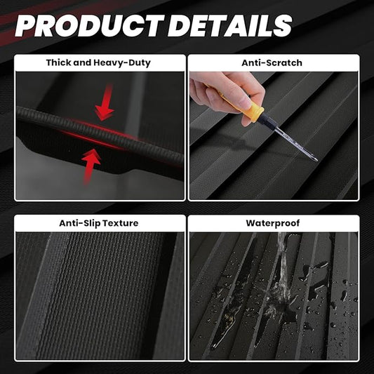 LASFIT Truck Bed Mat for Tesla Cybertruck 2024 2025 2023 6FT Bed Liner Car Accessories, Custom Fit TPE All Weather Pickup Cargo Liner Frunk Rear Sub Trunk Mat Set 3PCS