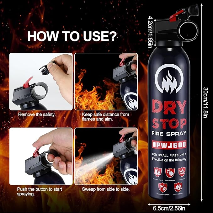 3Pack Dry Stop Fire Extinguisher for Home - Auto Fire Extinguisher for Truck Vehicle, 600g Dry Chemical Powder A B C Fire Extinguisher for Kitchen, Car, Boat, Marine, Portable Use (3 Blue)