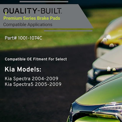 Premium Ceramic Front Brake Pads (1001-1074C) Compatible with Kia Spectra 2004-2009, Kia Spectra5 2005-2009