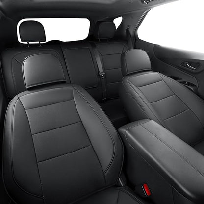 RISINGSTAR Terrain Seat Covers, fit for 2018-2024 GMC Terrain SUV with Rear Split Seats, Water Proof Faux Leather(Full Set, Black)