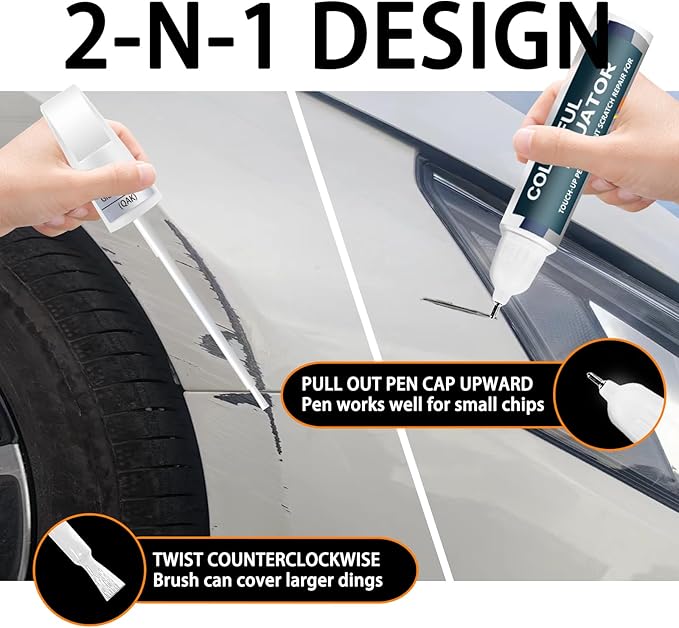 QAK Glacier White Touch Up Paint for Nissan, Car Paint Pen Scratch Repair Two-In-One Touch Up Paint, Premium Car Scratch Remover for Deep Scratches