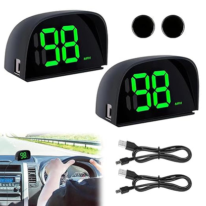 2 Pack GPS Digital Speedometer for Car MPH Golf Cart Universal HUD Speed Meter with LED Large Font Head Up Display Car Accessories with USB Cable Plug Play for Truck Motor SUV Golf Cart All Vehicles