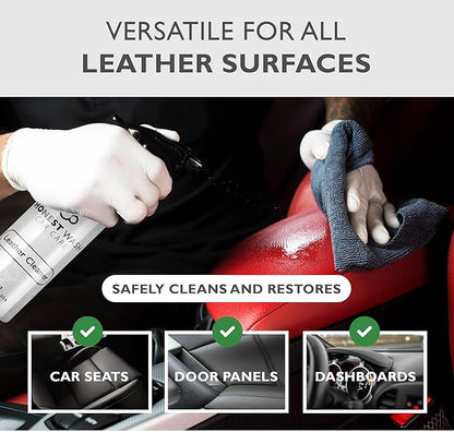 Honest Wash Car Leather Cleaner – Cleans, Conditions, & Restores Leather | Replenishes Natural Oils and Prevents Cracking | Non-Greasy Formula for Seats, Panels, & More | Made in The USA (16 Fl Oz)