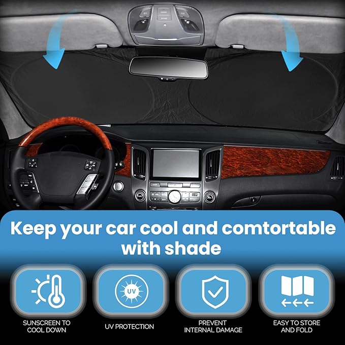 Custom Fit Prius Windshield Sunshade for 2010-2022 Toyota Prius Hatchback Accessories (Not for Prius C or Prius V) Front Window 210T Reflective Shield Cover for Windshield Sun Visor Protector