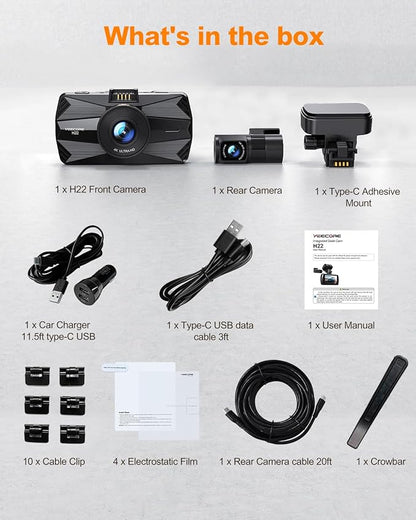 4K Dash Cam Front and Rear, Built-in WiFi GPS, 3.3"IPS Screen, HDR Night Vision Car Dash Camera, for App Control, G-Sensor, Loop Recording, Accident Record, Parking Monitor, Support 512GB Max