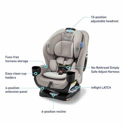Graco Extend2Fit Convertible Baby Car Seat, Rear and Forward Facing, Adjustable Extension Panel for Extra Legroom, Ashten