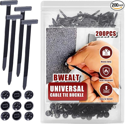200Pcs Nylon Universal Cable Tie Buckle - Heavy Duty Self-Locking Push Pin Design with Button, UV Resistant Fasteners for Car Repair (Fender, Bumper, Trunk Liner), Wire Bundling, Home & Garage