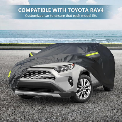 7 Layers Heavy Duty SUV Car Cover Fit for Toyota RAV4 (2006-2025), Waterproof, Tear & UV Resistant, Outdoor Full Car Cover with Storage Bag, Windproof Sun Rain UV Dust Snow Protection