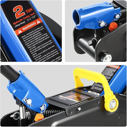 DNA MOTORING Low Profile Hydraulic Trolley Service/Floor Jack, 2 Ton (4000 lbs) Capacity, Lifting Range 5.1"-13", Blue, TOOLS-00474