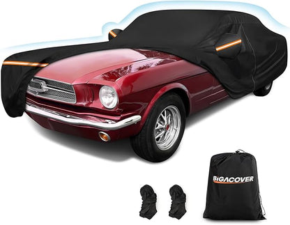 Car Cover for Ford Mustang 1964-1968, Waterproof 210D Oxford Cloth and Cotton Cover Outdoor Full Car Covers with Zipper Windproof Heavy Duty All Weather with Wind, Sun, UV and Dust Protectio