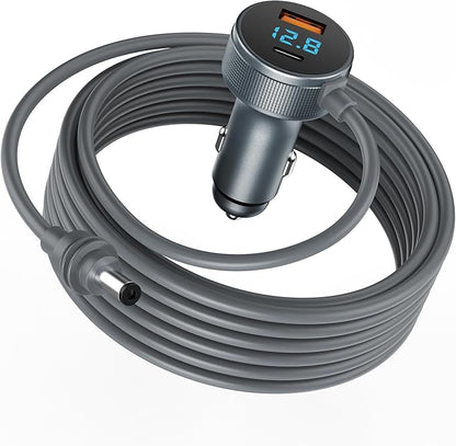 Starlink Mini Cable,3-in-1 Starlink Mini Car Adapter with Digital Display, Starlink Mini Power Cable12V-48V，Cigarette Lighter Adapter with USB C PD 40W& USB A 35W Ports for Trucks and Cars(10FT)