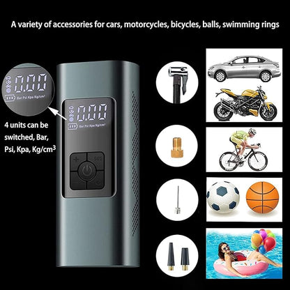 Tire Inflator Portable Air Compressor: Cordless Air Pump for Car Bike Motorcycle