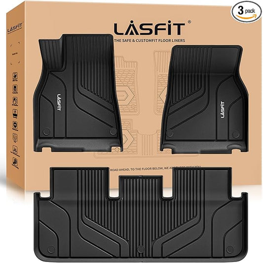 LASFIT Premium Extra Thick Floor Mats Fit for Tesla Model S & Model S Plaid 2025 2024 2023 2022 2021, Custom Fit TPE All Weather Floor Liners 1st & 2nd Front Rear Row Car Mats, Black