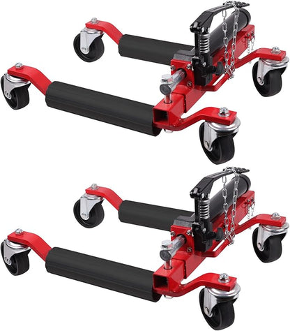 2 Pcs Car Wheel Dolly with Hydraulic Tire Jack, 1500LBS Capacity Trailer Dolly for Vehicle Positioning for Truck RV Trailer, Red