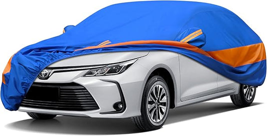 Heavy Duty Outdoor Car Cover Windproof All Weather Waterproof Sun Rain UV Dust Snow Protection Outdoor,Fit Toyota,Camry,Tesla Model 3,Honda Accord,Nissan Altima,Kia K5 etc.Size A4