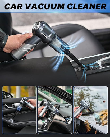 Saker Car Vacuum Portable Cordless, Foldable Mini Handheld Vacuum Cordless and Air Duster 17000PA High Power Vacuum Cleaners for Home,Cars,Office Cleaning HL133 Silver