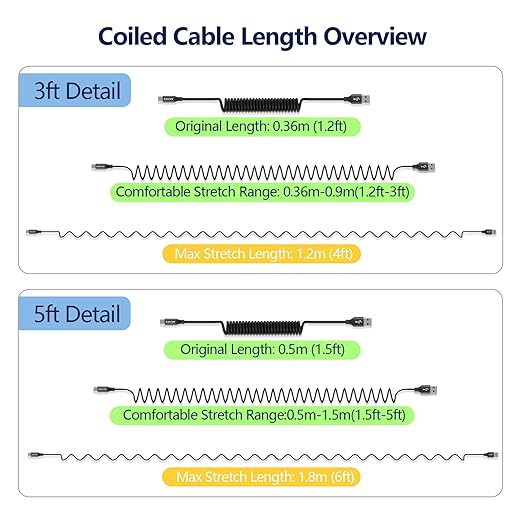 AGVEE 2 Pack 5ft Coiled Short USB to USB-C Charging Cable [USB-IF Certified] 3A Fast Charger Cord in Car for iPhone 16/15 CarPlay, Galaxy S25 S24 S23 S22 S21 S10 S9 S8, Google Pixel, Black