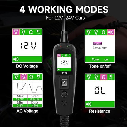 Circuit Tester Automotive, Power Circuit Probe Tester, Test Light Automotive with 40FT Cable, Car Fuse Tester, AC DC 12V 24V Car Diagnostic Tool, P100