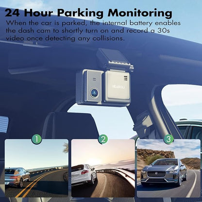 4K Dual Dash Cam Front and Rear, Wi-Fi GPS, 3 Inches IPS Touch Screen, Car Camera Driving Recorder with Night Vision, Parking Mode
