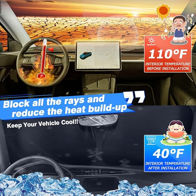 Windshield Sun Shade for 2015-2025 2026 Ford Transit Wagon XL Wagon XLT Accessories Thicken 6-Layer Foldable Front Window Sunshade Cover Sun Visor Protector Block UV Rays Keep Vehicle Cool