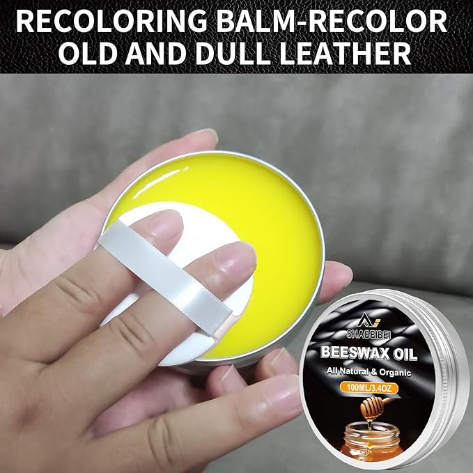 Leather Repair Kit Recoloring Balm Cleaner Conditioner Waterproof Beeswax Oil for Car Seat Furniture Couch Shoe Leather Vinyl(Navy Blue)