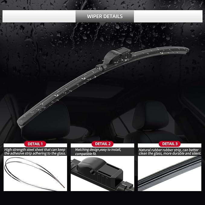 Front Windshield Wipers, 2-Piece Set for BMW 6 Series 640i 650i 2011 2012 2013 2014 2015 2016 2017 - Automotive Replacement Front Wiper Blades for Car Window