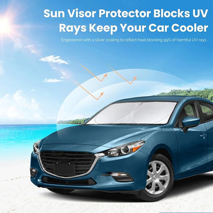 Custom Fit Mazda 3 Windshield Sunshade for Mazda 3 Accessories 2019-2024 2025 2026 Hatchback/Sedan Accessories Front Window Shades Cover for Windshield Sun Visor Protector Keep Car Cooler
