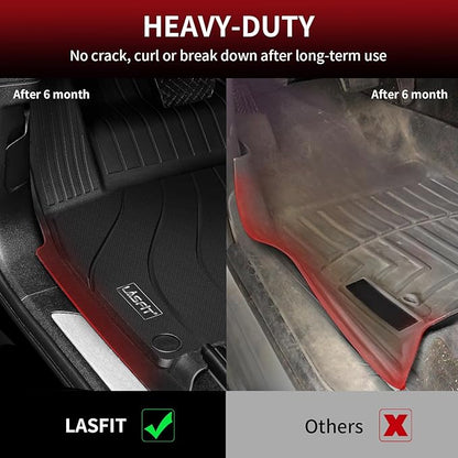 LASFIT Floor Mats for Porsche Cayenne 2019-2025 All Weather Floor Liner TPE Custom Fit 1st & 2nd Row Rubber Car Mats for Porsche Cayenne Automotive Accessories, Black, Easy to Clean