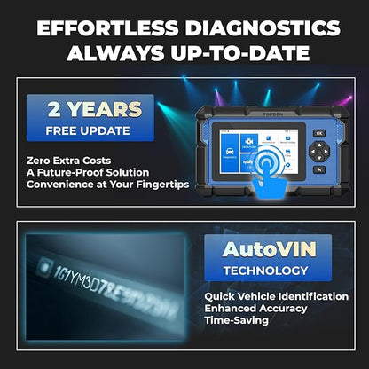 TOPDON ArtiDiag600 Pro, OBD2 Scanner Diagnostic Tool for All Systems, Code Reader Scan Tool with 9 Essential Maintenance Functions, Car Scanner with Andriod OS, Upgraded Version of AD600S/AD500