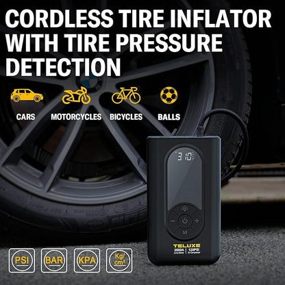 TELUXE Jump Starter with Air Compressor, 2500A 150PSI Car Battery Jump Starter with Digital Tire Inflator, 12V Lithium Jump Box for Vehicles, Car Battery Booster for 8.5L Gas or 6.0L Diesel Engines.