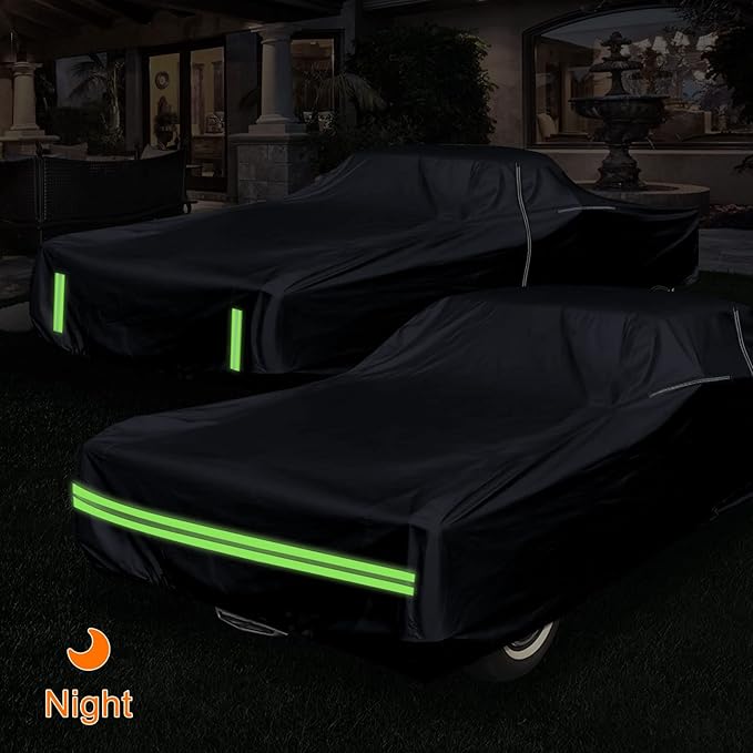 Waterproof Car Cover Compatible with Chevrolet El Camino 1964-1967 & 1978-1987 300D All Weather Classic Car Covers with Zipper Door Reflective Strips Lock for Snow Rain Dust