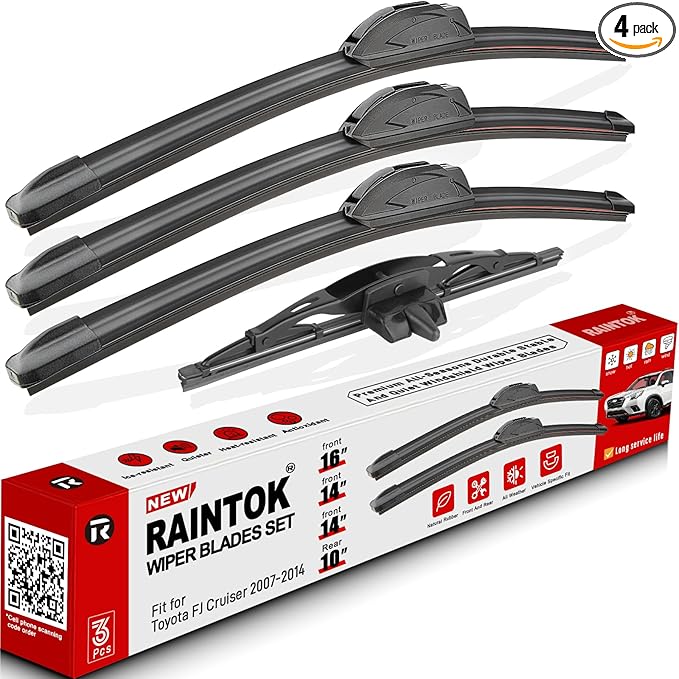 Windshield Wiper Blades Replacement for 2007-2014 Toyota FJ Cruiser Original Factory Quality Front Rear Wipers Blade Set for My Car - 16" 14" 14" 10" (Pack of 4)