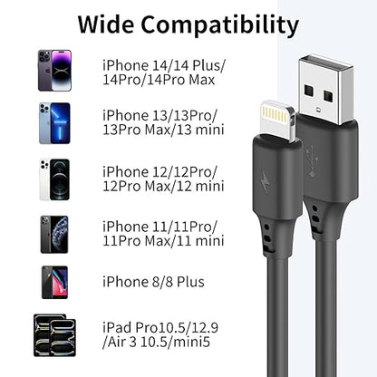 Coiled Lightning Cable 3FT for Car 2Pack, Stretchable iPhone Cord Fast Charging [MFi Certified] Coiled USB to Lightning Cable for iPhone 14 13 12 11 Pro Max XS 8 CarPlay