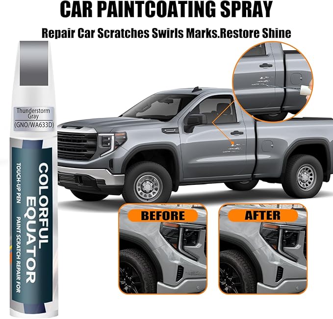 Thunderstorm Gray(GNO/WA633D) Touch Up Paint for GMC, Car Paint Pen Scratch Repair Two-In-One Touch Up Paint, Premium Car Scratch Remover for Deep Scratches