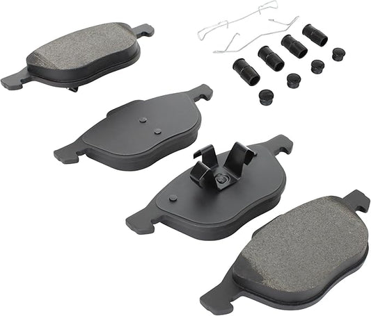 Premium Semi-Metallic Front Brake Pads (1001-1044M) Compatible with 2004-2022 Ford/Mazda/Volvo (3/3 Sport/5/C30/C70/C-Max/EcoSport/Escape/Fiesta/Focus/MX-5/S40/V40/V50 & More)
