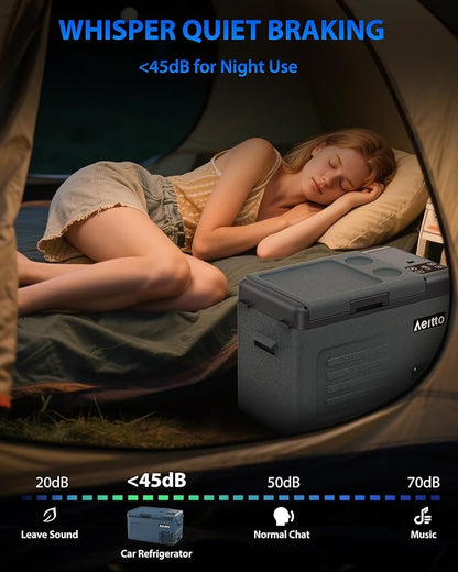 Aeitto 12 Volt Car Refrigerator 30Quart Car Fridge Freezer Electric Cooler Portable Cooler 12V Fridge RV Refrigerator -4℉-68℉ Temp Control 12/24V DC & 100-240V AC for Travel, Camping, RV, Road