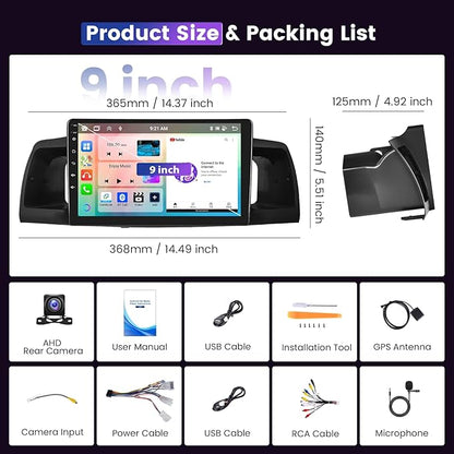 8 Core 4G+64G Car Stereo for Toyota Corolla EX 2007-2012 5G WiFi DSP/32EQ Wireless Carplay Android Auto, 9 Inch 1280 * 720 IPS Touch Screen Car Radio with BT 5.0/Mirror Link/GPS Backup Camera