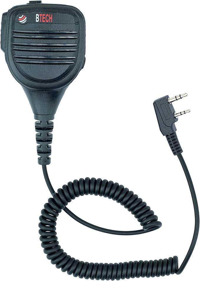 BTECH QHM22D Dual Push-to-Talk (PTT) Speaker Mic, Platinum Series IP54 Rainproof Shoulder Mic for BaoFeng, BTECH, Kenwood Radios