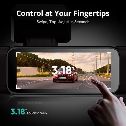 3K 4 Channel Dash Cam, 560° All-Sides View, Front and Rear Inside Car Camera with 3.18”Touch Screen, Dash Camera 24/7 Parking Mode, Built-in GPS 5.8G WiFi Night Vision Voice Control, Free 128GB Card