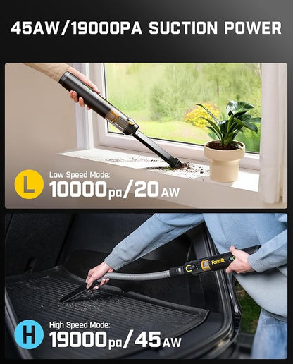 Fanttik Slim V10 APEX Cordless Car Vacuum, 4-in-1 Portable Mini Handheld Vacuum, 19000pa Suction Power, Upgraded Smart Digital Display, 2 Suction Modes for Car, Office Desk, Keyboards (Black)