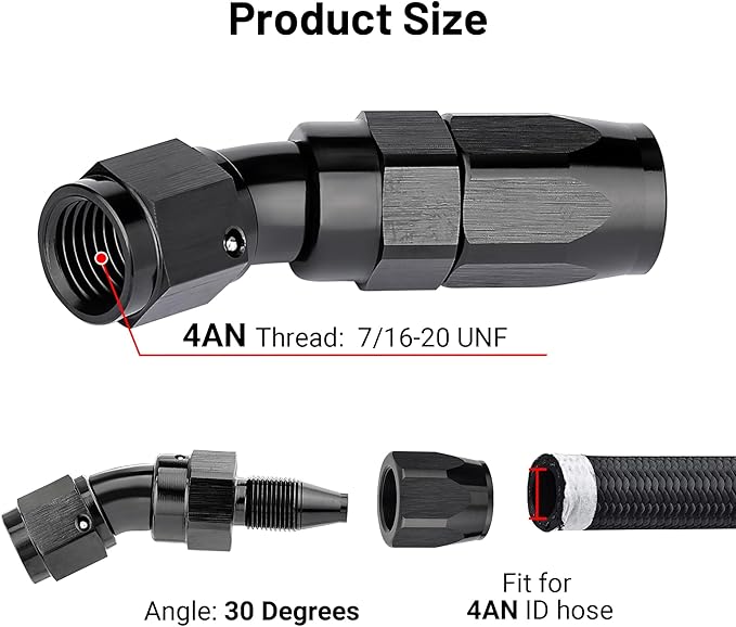 EVIL ENERGY 4AN 30 Degree One Piece Full Flow Hose End Fitting Swivel For CPE Braided Hose