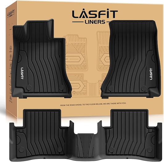 LASFIT Floor Mats for Mercedes Benz C Class 2026 2025 2024 2023 2022 C300 / C43 AMG / C63 AMG S / C63 AMG S E (Sedan Only), All Weather TPE for Floor Liners for C Class Car Mats, 1st & 2nd Row Set