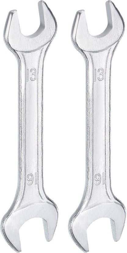 HARFINGTON 2pcs Double Open End Wrench 13mm x 16mm Metric 15 Degree Offset Angle Small Flat Head Wrench Galvanizing Open Ended Spanner for Automotive Repair Furniture Assembly