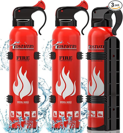 Upgraded 8-IN-1 Fire Extinguisher for Home Vehicle Car Kitchen Boat, Small Fire Extinguishers Spray with Mount for Class A B C K Fire, Portable Non-Toxic Prevent Re-Ignition Easy Clean (3 Pack)