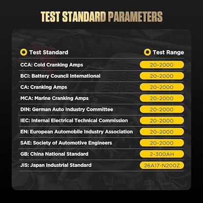 12V Car Battery Tester, 20-2000 CCA Load Tester Automotive,Charging & Cranking Analysis for Motorcycle, Truck, Boat, RV, Marine & More