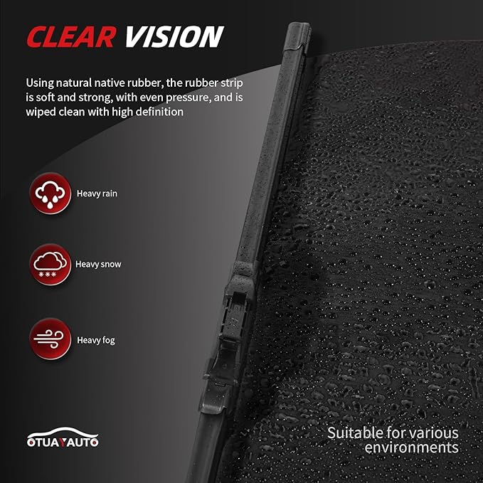 OTUAYAUTO Premium Windshield Wiper Blades - Replacement for Ford Edge 2016-2023 - Precision Fit, All-Weather Performance, Front and Rear Wiper Blades, Pinch Tab - 28"+28"+14" (Pack of 3)