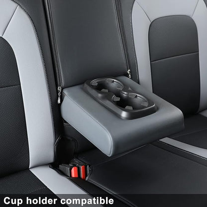 LUCKYMAN CLUB Chevy Colorado Seat Covers, fit for 2015-2022 Colorado Crew Cab Z71 LT ZR2 Work Truck with Faux Leather (Black&Gray)